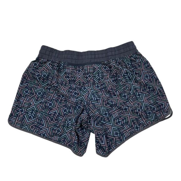 Patagonia Women's Nine Trails Geometric Pattern Navy Running Shorts Blue Size S - Picture 2 of 9